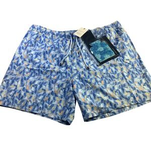Peter Millar Swim Trunks XXL Blue Bird‎ Print Drawstring Swimsuit NWT Shorts